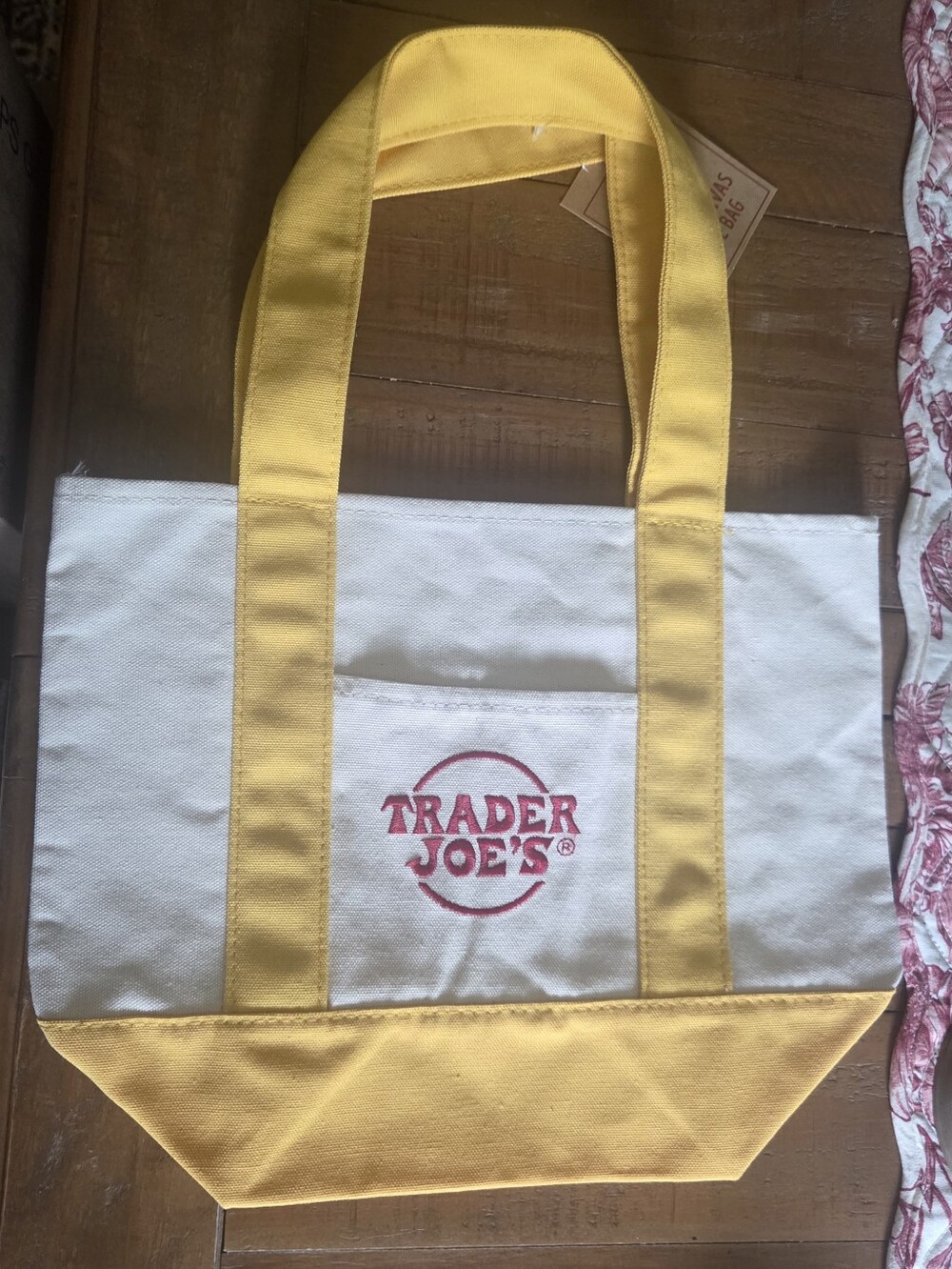 NWT Trader Joes Mini Canvas Tote Bag Yellow New 13”x 10”